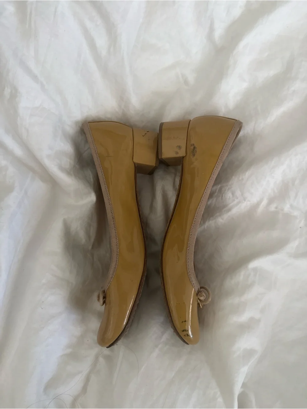 Tory Burch Patent Leather Block Heel Ballet Pump in Mustard